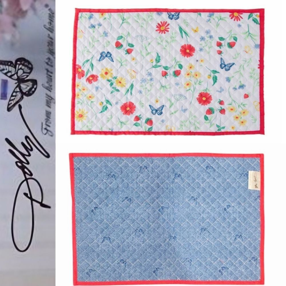Dolly Parton Floral Butterfly Quilted Placemat‎ Set